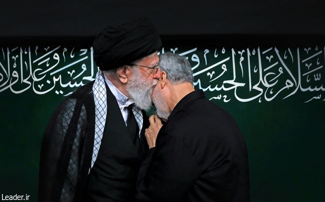 Ayatollah Khamenei with martyr Qassem Soleimani