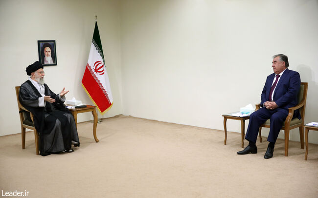 The Supreme Leader of the Islamic Revolution in a meeting with the President of Tajikistan