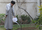 The Leader of the Islamic Revolution planted three saplings on Arbor Day.