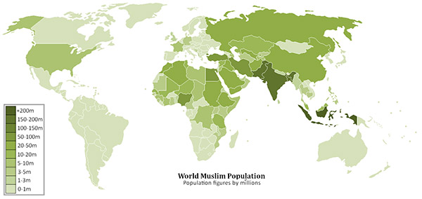 پراکندگی جمعیت مسلمانان جهان